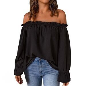 IMAN Women's Black Off The Shoulder Top ~ Size Medium